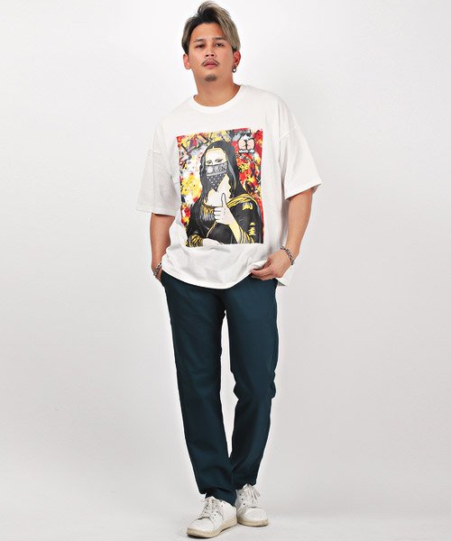 LUXSTYLE(ラグスタイル)/モナリザグラフィティアートTシャツ/Tシャツ メンズ 半袖 モナリザ コラージュ グラフィック プリント ビッグシルエット/img05