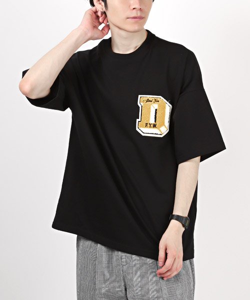 LUXSTYLE(ラグスタイル)/ワッペンロゴバックプリントTシャツ/Tシャツ メンズ 半袖 ビッグシルエット ワッペン サガラ刺繍 ロゴ プリント/img05