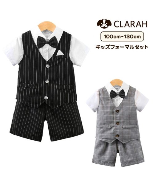 CLARAH　kids(クララキッズ)/キッズ フォーマル 4点セット パンツ ベスト シャツ 蝶ネクタイ セットアップ  男の子 /img01