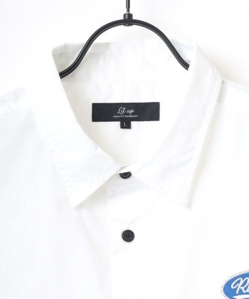 LAZAR(ラザル)/【Lazar】ビッグシルエット ワッペン 刺繍 ムジ ストライプ S/Sシャツ メンズ 半袖/img09