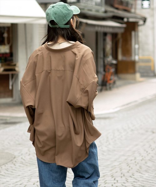 SITRY(SITRY)/【SITRY】wide silhouette Drape Band Collar shirt/ワイドシルエット ドレープ バンドカラーシャツ メンズ /img04