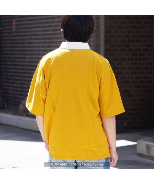 1111clothing(ワンフォークロージング)/ヘビーウェイト ラガーシャツ メンズ オーバーサイズ ポロシャツ レディース ビッグポロ 綿100% 厚手 透けない ビッグシルエット トップス 半袖 カットソ/img14
