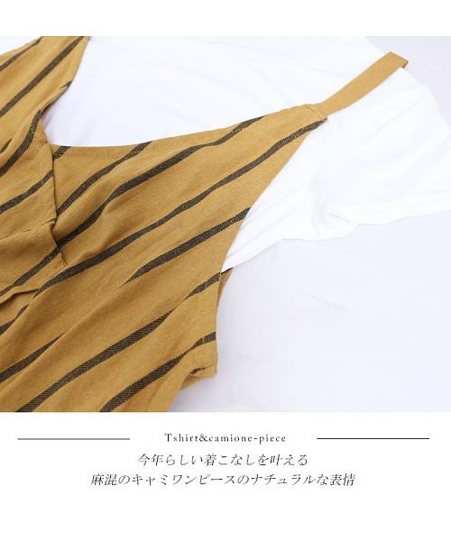 GOLD JAPAN(ゴールドジャパン)/大きいサイズ レディース ビッグサイズ Tシャツ&麻混キャミワンピース/img04