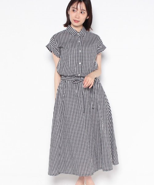セール ギンガムチェックフレンチシャツワンピース プレフェリール Preferir Magaseek