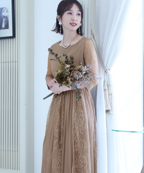 PourVous(プールヴー)/レース＆プリーツ ロングドレス 結婚式 ワンピース パーティードレス/img60