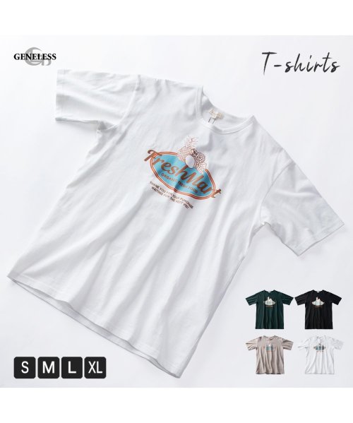  GENELESS(GENELESS)/半袖tシャツ メンズ tシャツ 綿100 クルーネック プリントtシャツ Uネック おしゃれ カットソー/img01