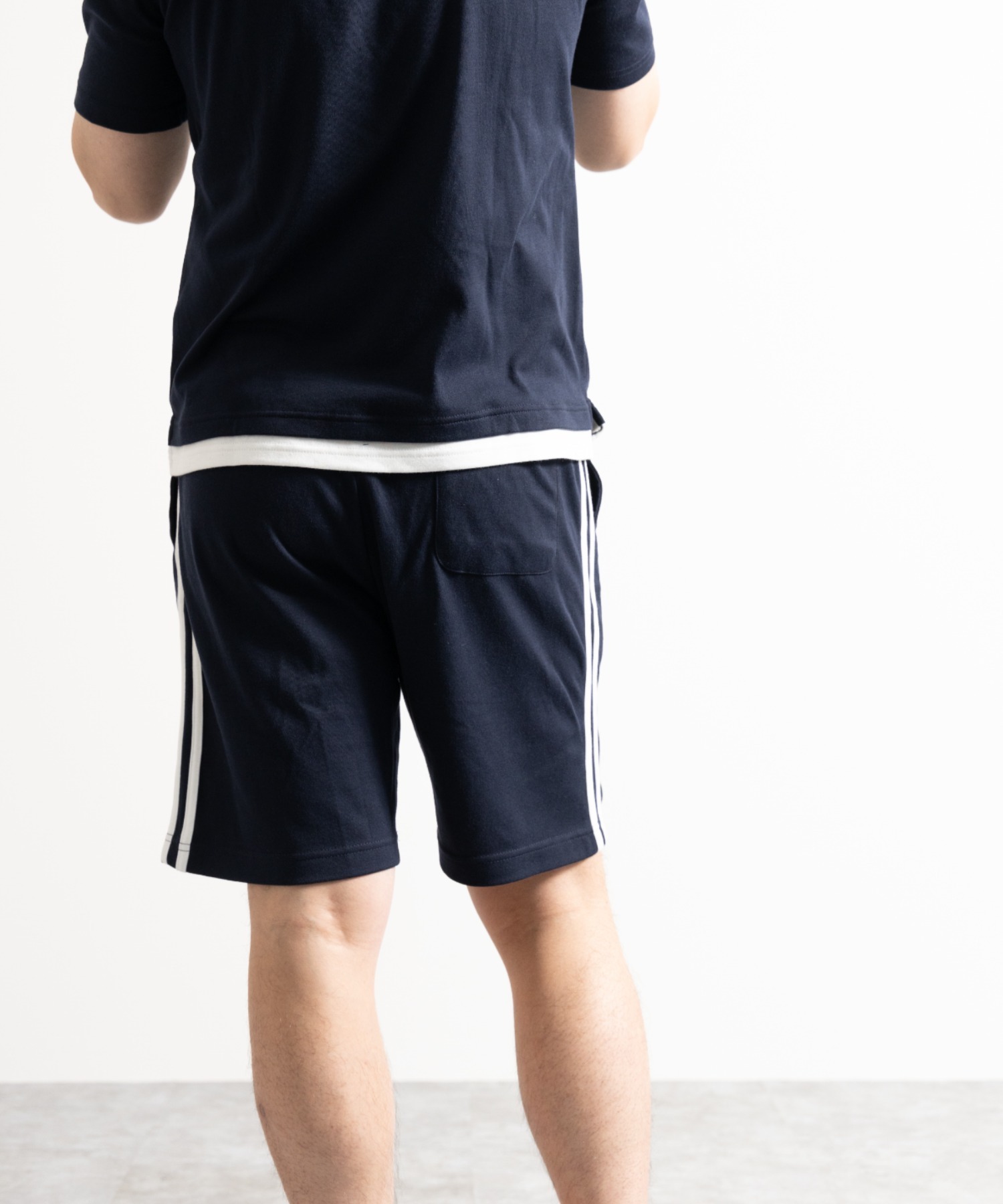 スムス フェイクレイヤードTシャツ/サイドラインショートパンツ セット ルームウェア