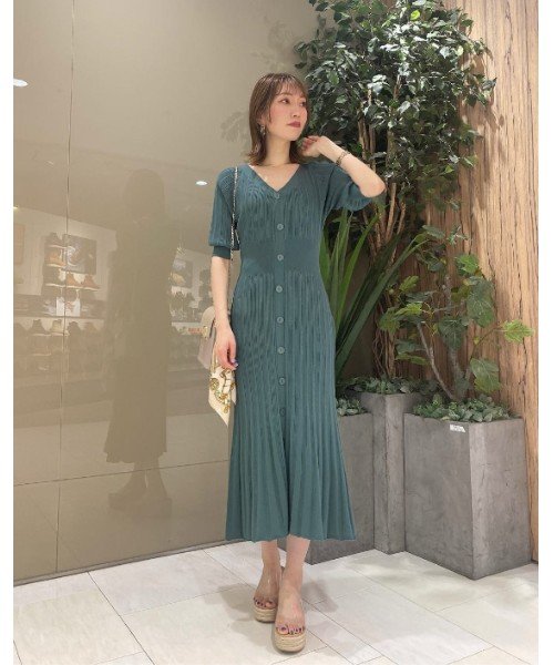 セール プロポーション ボディドレッシング Proportion Body Dressing 美人百花5月号掲載商品 フロント釦ロングニット ワンピース Web限定カラー オレンジ Magaseek
