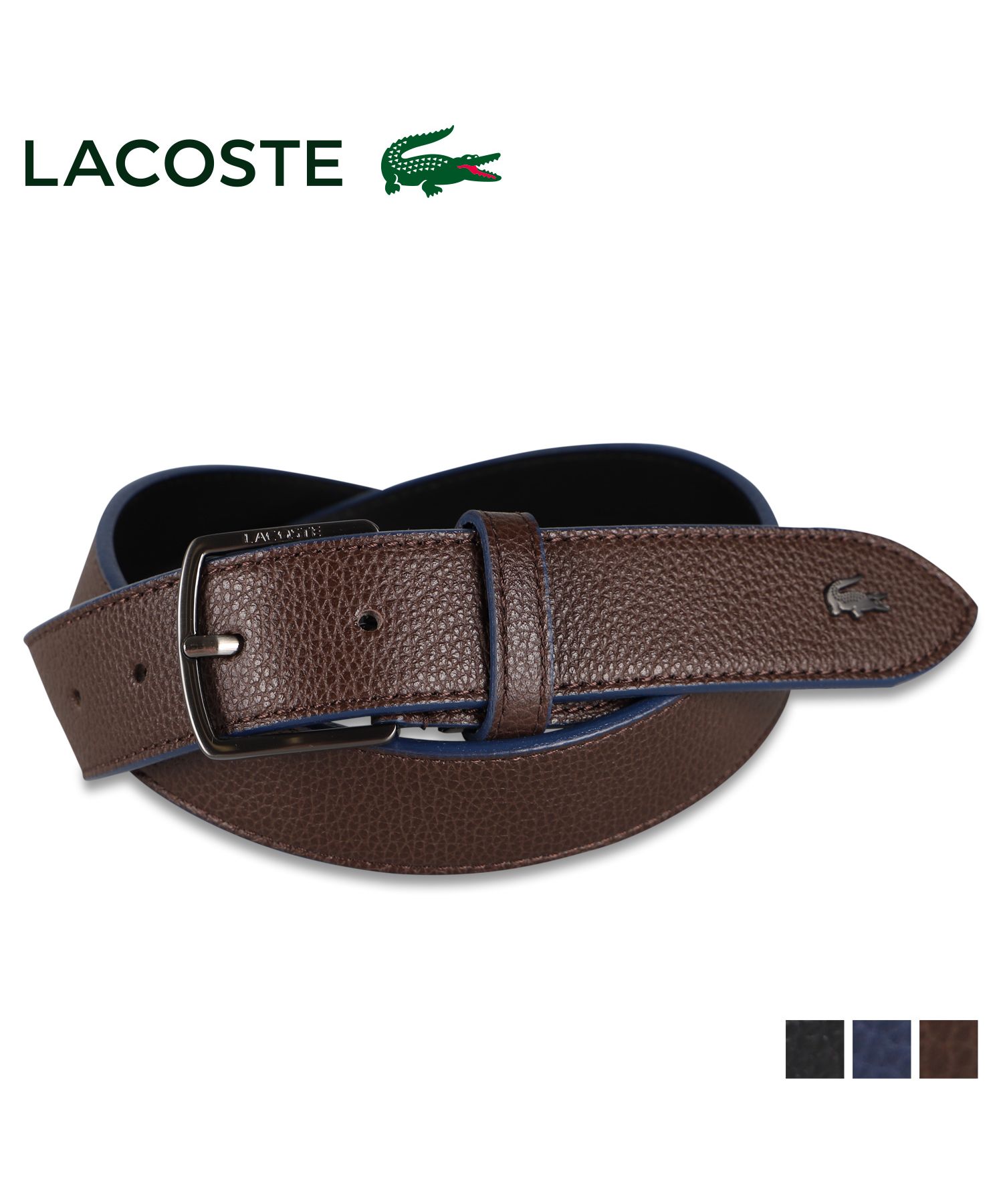 ラコステ LACOSTE ベルト レザーベルト メンズ 本革 BELT ブラック