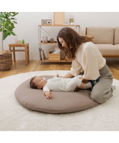 mofua(モフア)/mofua モフア ベビーマット マットレス ラウンド 直径100cm 円形 キルトカバー付き 洗える CLOUD柄 ROUND BABY MAT 362559/img26