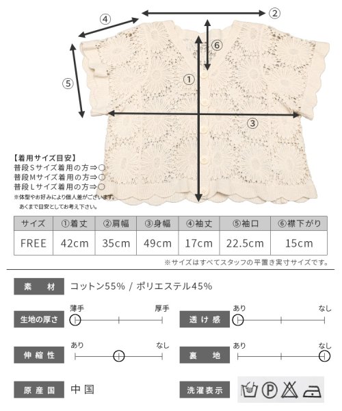 クロシェ編みコンパクトレースカーディガン 2516 レカ Reca Magaseek