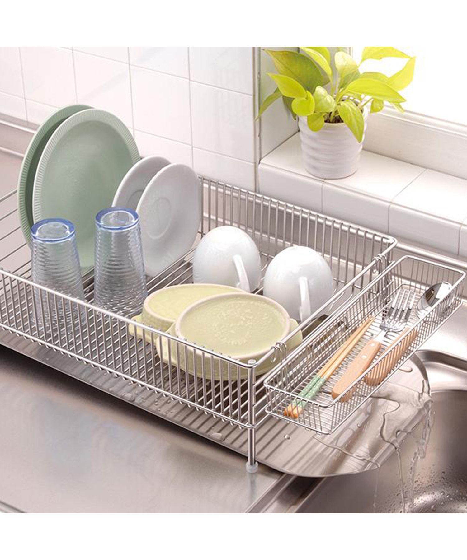 ラバーゼ la base 水切りかご 大 横置タイプ 3点セット 水切りラック ステンレス 有元葉子 DISH RACK  DLM－8563(504786001) | ラバーゼ(la base) - MAGASEEK