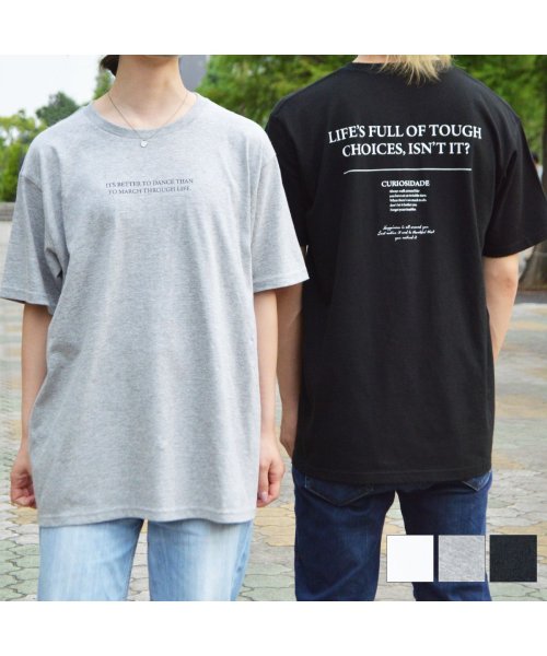 MODISH GAZE(モディッシュ ガゼ)/LIFEバックレタリング半袖Tシャツ/img01