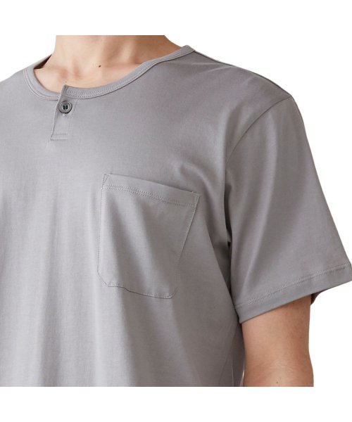 EPOCA UOMO(エポカ ウォモ)/ エポカ ウォモ EPOCA UOMO Tシャツ 半袖 カットソー メンズ ヘンリーネック コットン シルク グレー ネイビー 0383－36/img03