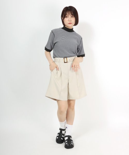 salong hameu(salong hameu)/【Salong hameu】Healthknit（ヘルスニット）ベーシックワッフル モックネック 半袖Tシャツ/1P パックT/img02