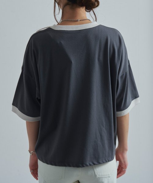 Fizz(フィズ)/ロゴ刺繍リンガーTシャツ　配色　トリム 半袖/img07