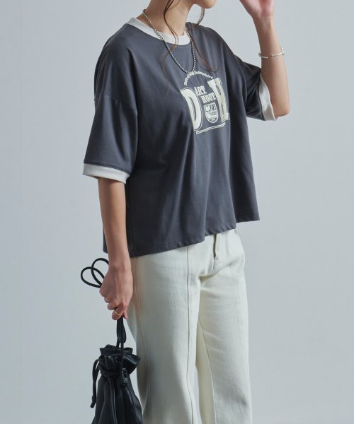 Fizz(フィズ)/ロゴ刺繍リンガーTシャツ　配色　トリム 半袖/img11