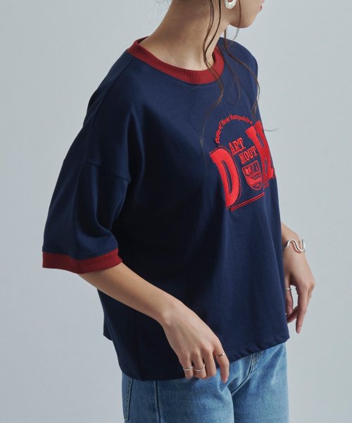 Fizz(フィズ)/ロゴ刺繍リンガーTシャツ　配色　トリム 半袖/img12