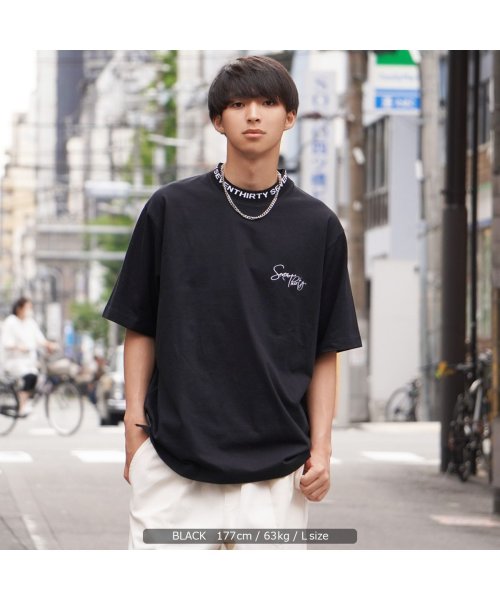 1111clothing(ワンフォークロージング)/オーバーサイズ tシャツ メンズ ビッグtシャツ レディース 半袖tシャツ 綿100% トップス 半袖 カットソー 白 黒 襟 ロゴ ジャガード 刺繍 ビッグt/img10