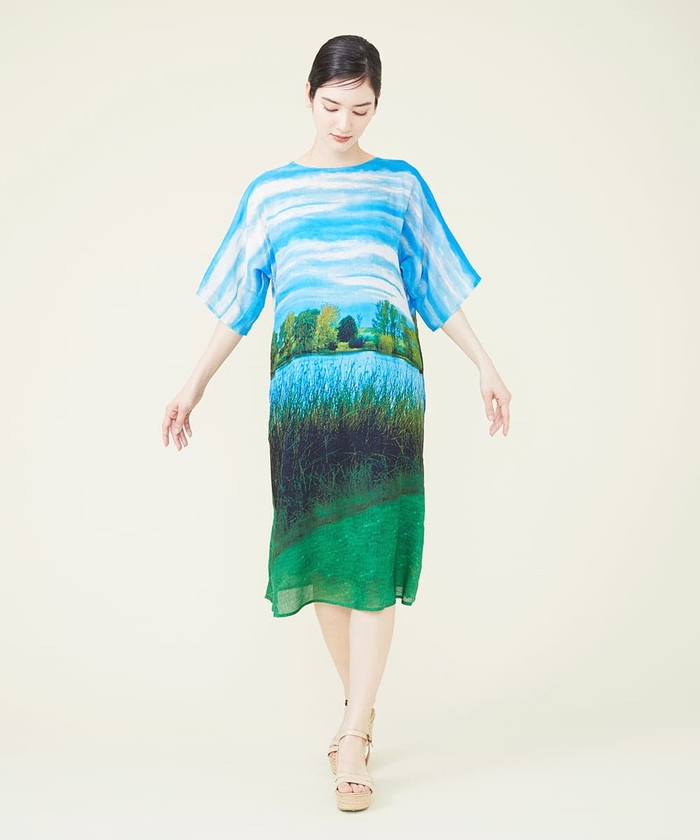 シビラ 近年モデル ランドスケープ刺繍ドレス ノースリーブ ワンピース M