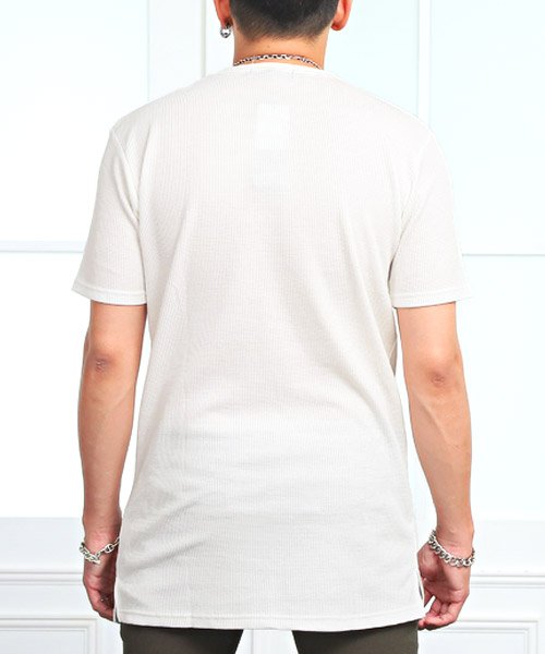 LUXSTYLE(ラグスタイル)/ワッフルロング丈半袖Tシャツ/Tシャツ メンズ 半袖Tシャツ ワッフル サーマル ロング丈/img01