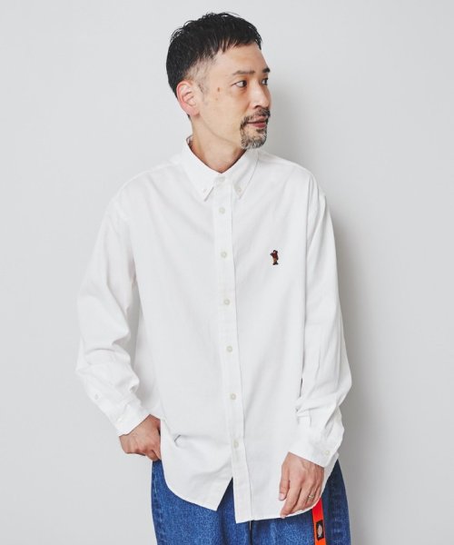 coen(coen)/”ワンポイント刺繍シリーズ”ライトチノ働く人刺繍ボタンダウンシャツ/img01