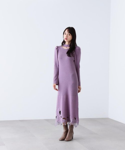 JILL by JILL STUART(ジル バイ ジル スチュアート)/カットワークシシュウリブニットワンピース/img15