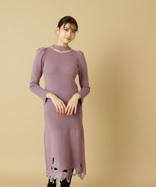 JILL by JILL STUART(ジル バイ ジル スチュアート)/カットワークシシュウリブニットワンピース/img18