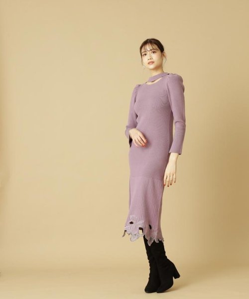 JILL by JILL STUART(ジル バイ ジル スチュアート)/カットワークシシュウリブニットワンピース/img20