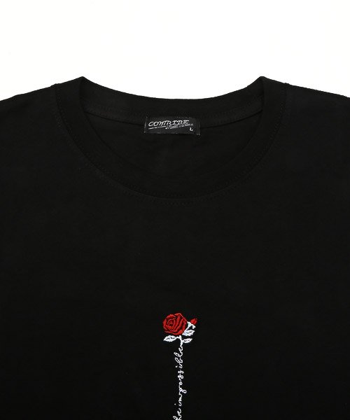 LUXSTYLE(ラグスタイル)/フロントバック薔薇刺繍Tシャツ/Tシャツ メンズ 半袖 薔薇 刺繍 ステッチ ロゴ プリント/img15
