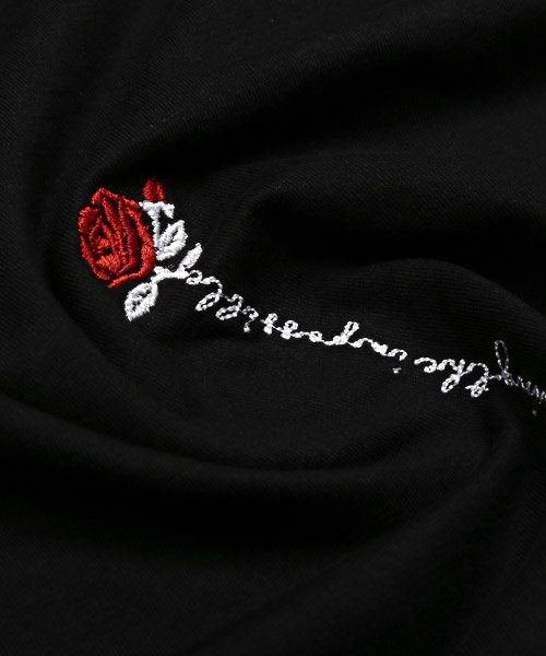LUXSTYLE(ラグスタイル)/フロントバック薔薇刺繍Tシャツ/Tシャツ メンズ 半袖 薔薇 刺繍 ステッチ ロゴ プリント/img20