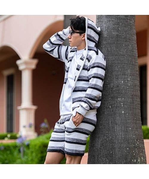 Radyパープルボーダーショートセットアップ あつい 