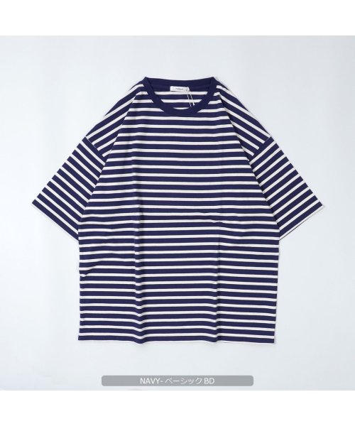 1111clothing(ワンフォークロージング)/ヘビーウェイト ボーダー tシャツ メンズ オーバーサイズ tシャツ ビッグシルエット ボーダーtシャツ レディース ボーダー 半袖 ビッグtシャツ トップス /img23