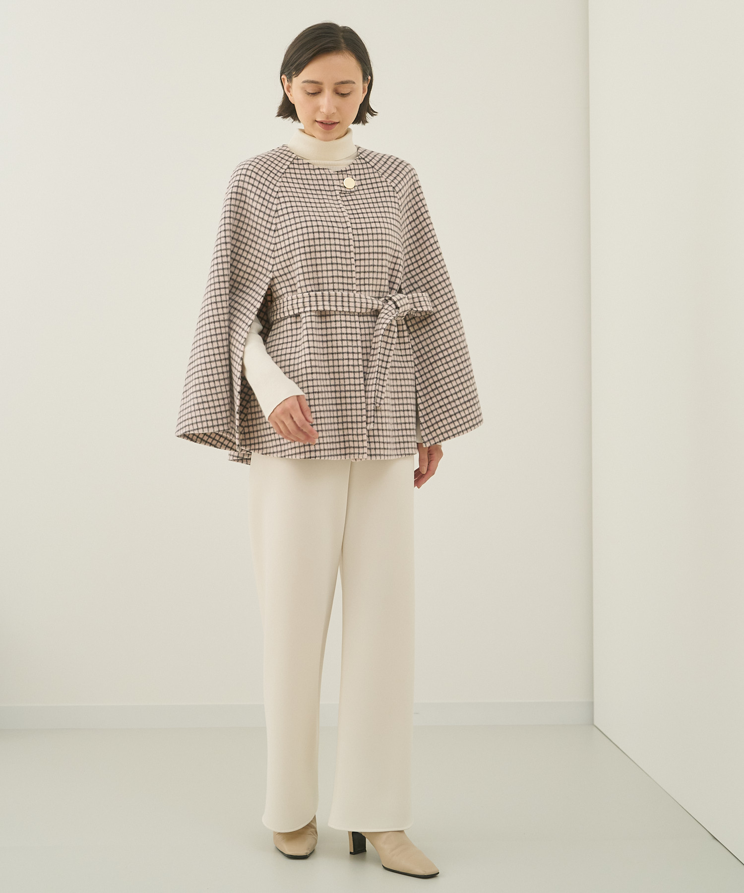 ANAYI ケープコートポンチョチェック