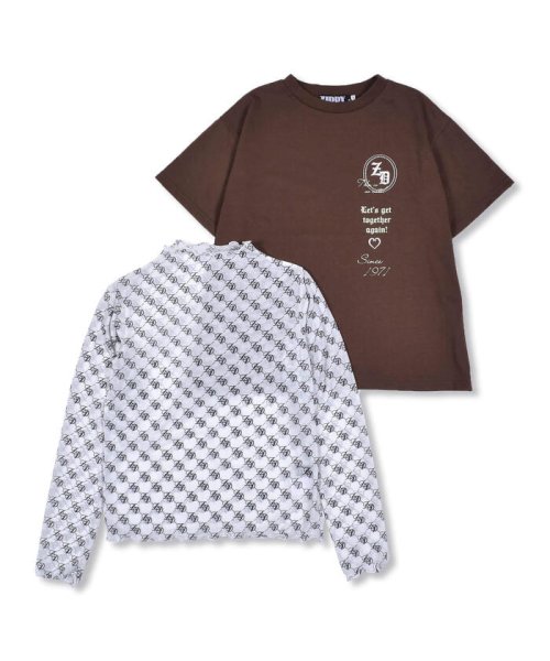 ZIDDY(ジディー)/モノグラム シアー インナー + ロゴ Tシャツ レイヤード セット (130~/img14