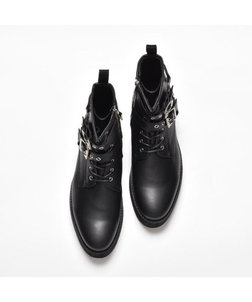SVEC(シュベック)/厚底ブーツ メンズ ショートブーツ 黒 サイドジップ カジュアルブーツ リングブーツ 革靴 ブランド エンデヴァイス エンデバイス endevice ブラック/img07
