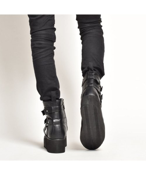 SVEC(シュベック)/厚底ブーツ メンズ ショートブーツ 黒 サイドジップ カジュアルブーツ リングブーツ 革靴 ブランド エンデヴァイス エンデバイス endevice ブラック/img16