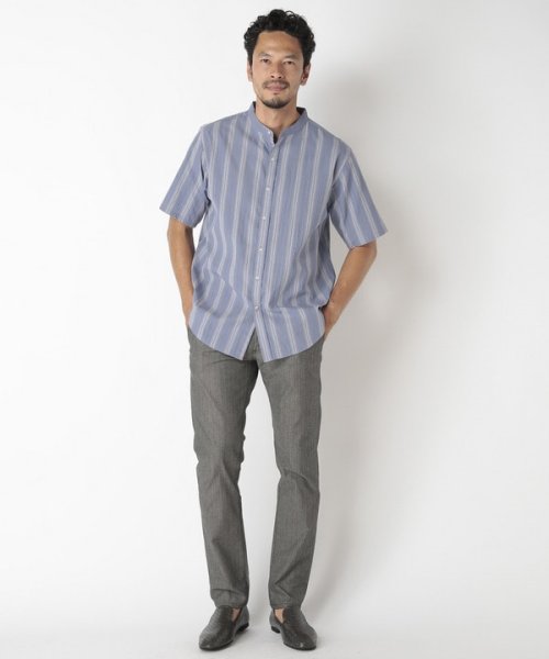 Men's Bigi(メンズビギ)/オリエンタルジャガードストライプ半袖シャツ　fabric made in japan/img01