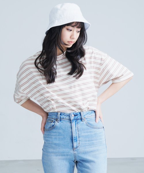 JEANS MATE(ジーンズメイト)/【OUTDOORPRODUCTS】マルチボーダー　ビッグシルエットTシャツ/img31