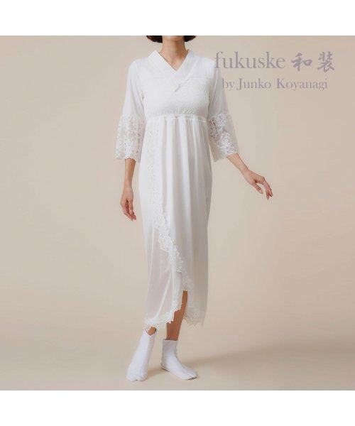 fukuske(フクスケ)/福助 公式 インナー レディース fukuske和装 ブラジュバン5inONE  ブラスリップ 401－002<br>Mサイズ Lサイズ ホワイト 女性 婦人 /img01