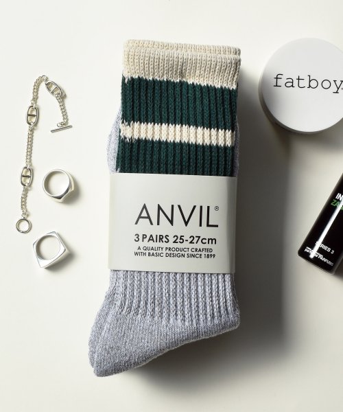 ANVIL(ANVIL)/【ANVIL】「消臭加工」パイル 3足セット 3パック クルー ソックス 靴下  /3P Crew Socks/ANS050 アンビル アンヴィル/img02