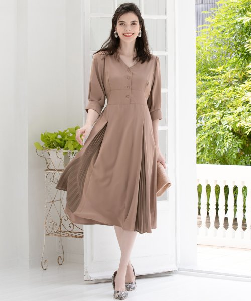 セール ワンピース 袖付き 披露宴 結婚式 オフィス パーティードレス ドレス プラス Dress Magaseek