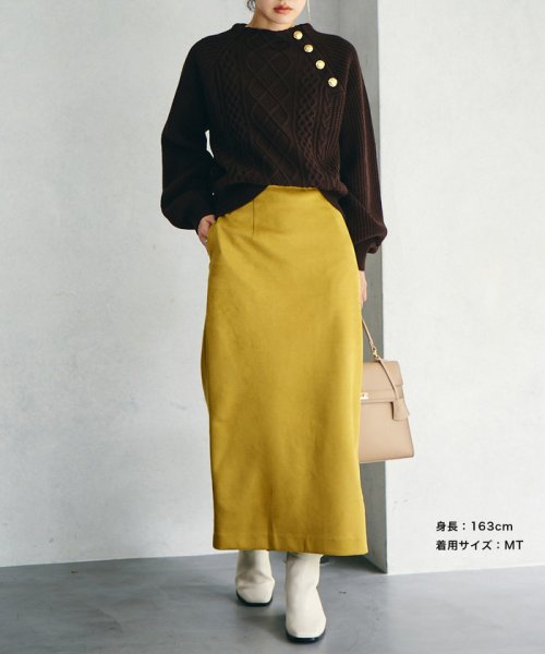 VIS(ビス)/【選べる着丈・洗える】ベロアタッチタイトスカート【sustainable】/img21