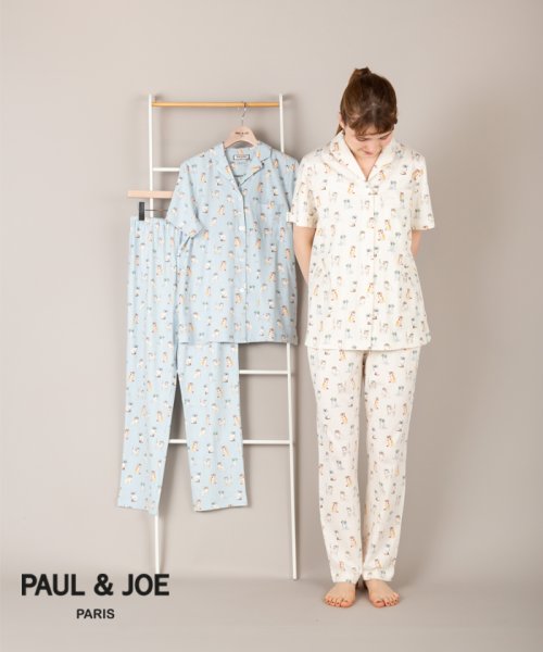 PAUL & JOE(ポール＆ジョー)/グラスキャットプリント 天竺プリント ショートシャツニットセットアップ/img01