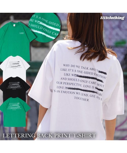 1111clothing(ワンフォークロージング)/レタリング ビッグtシャツ メンズ オーバーサイズ tシャツ レディース 綿100% ビッグシルエット トップス 半袖 カットソー バックプリント プリントtシ/img01