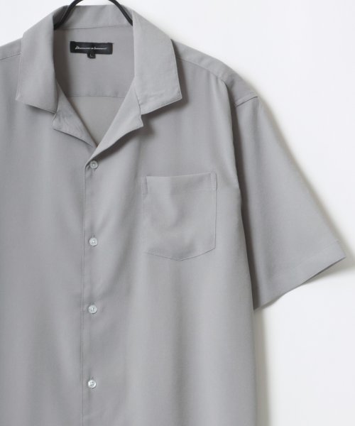 LAZAR(ラザル)/【Lazar】ポリトロ ドレープ トロミ ムジ ストライプ 総柄 オーバーサイズ オープンカラー S/Sシャツ メンズ 半袖/img80
