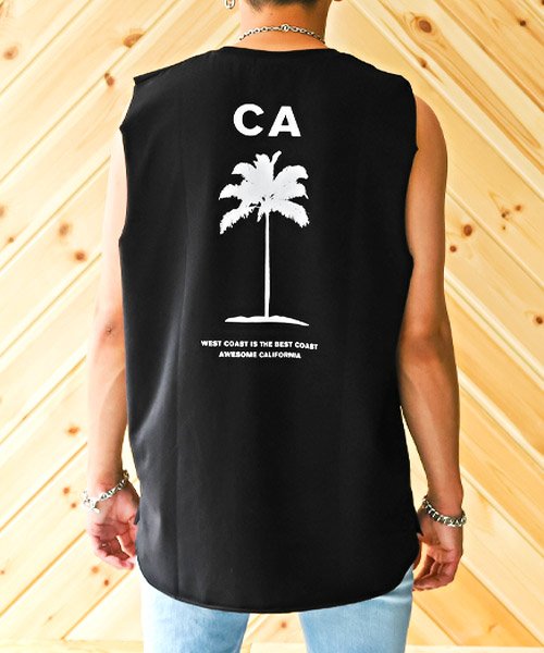 LUXSTYLE(ラグスタイル)/CALIFORNIAバックプリントカットオフノースリーブTシャツ/ノースリーブ Tシャツ メンズ ロゴ バックプリント カットオフ/img01