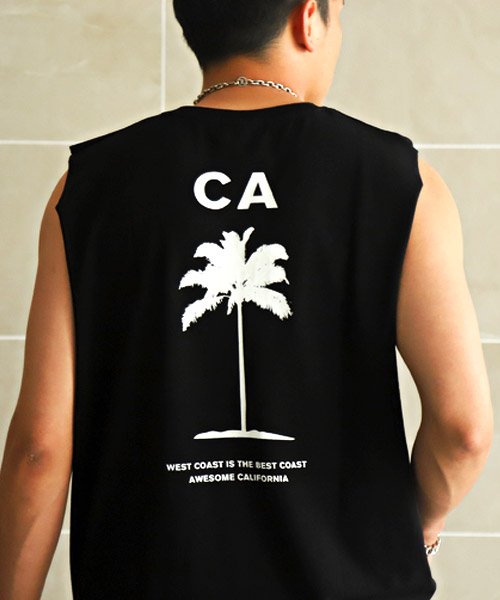LUXSTYLE(ラグスタイル)/CALIFORNIAバックプリントカットオフノースリーブTシャツ/ノースリーブ Tシャツ メンズ ロゴ バックプリント カットオフ/img10