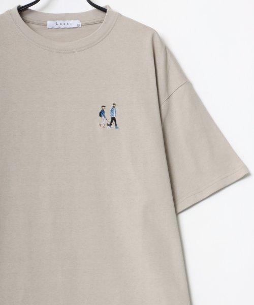 LAZAR(ラザル)/【Lazar】Cute Couple ビッグシルエット ワンポイント 刺繍 Tシャツ メンズ レディース 半袖/img26