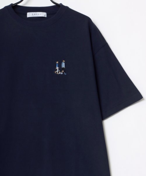 LAZAR(ラザル)/【Lazar】Cute Couple ビッグシルエット ワンポイント 刺繍 Tシャツ メンズ レディース 半袖/img27